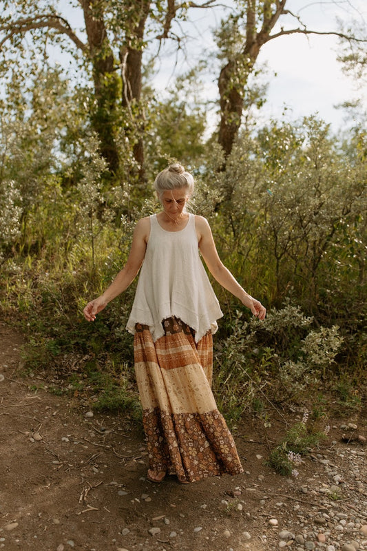 Bohemian Earthy Tiered Maxi Skirt
