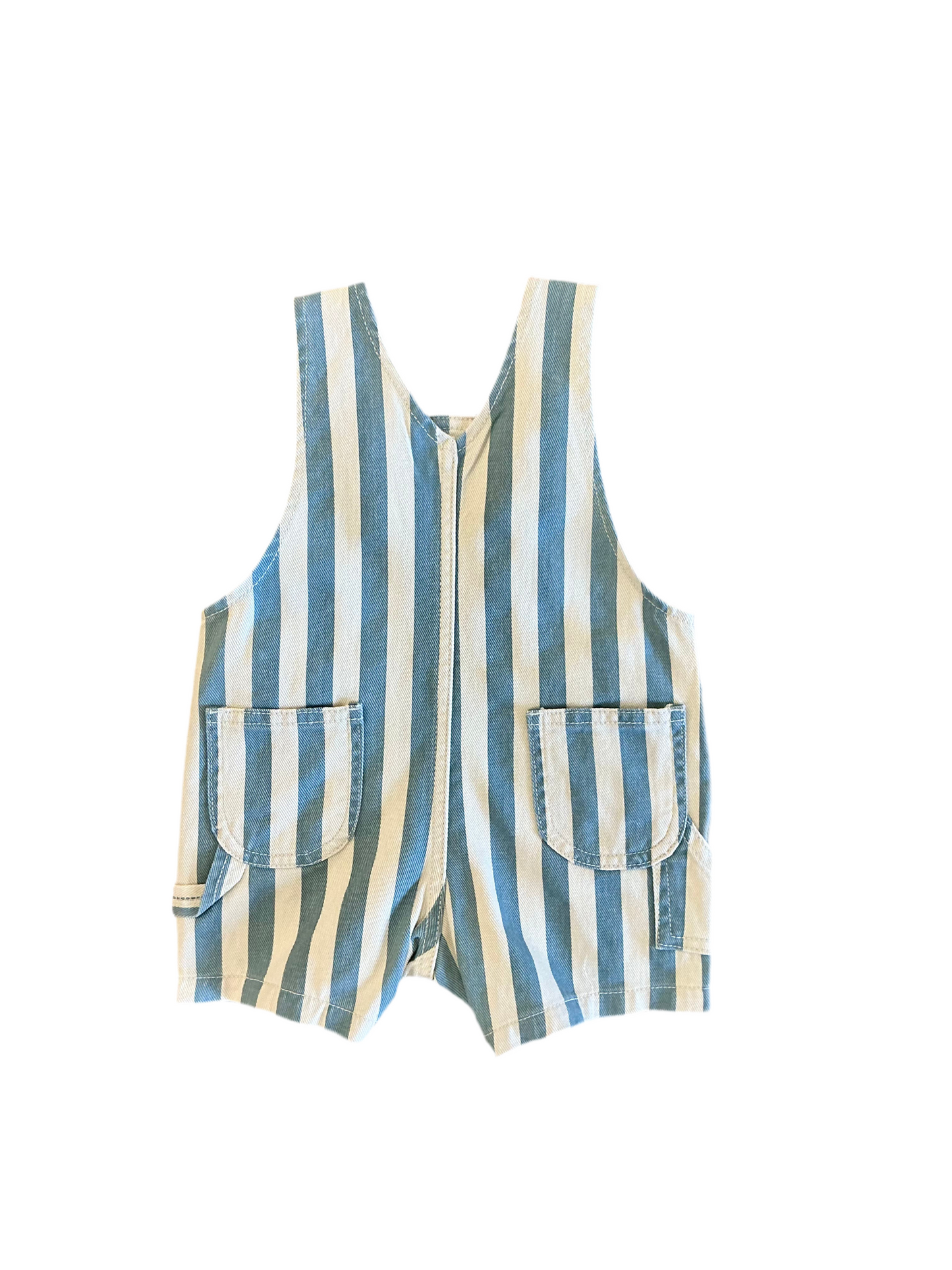 Ocean Stripe Denim Overalls