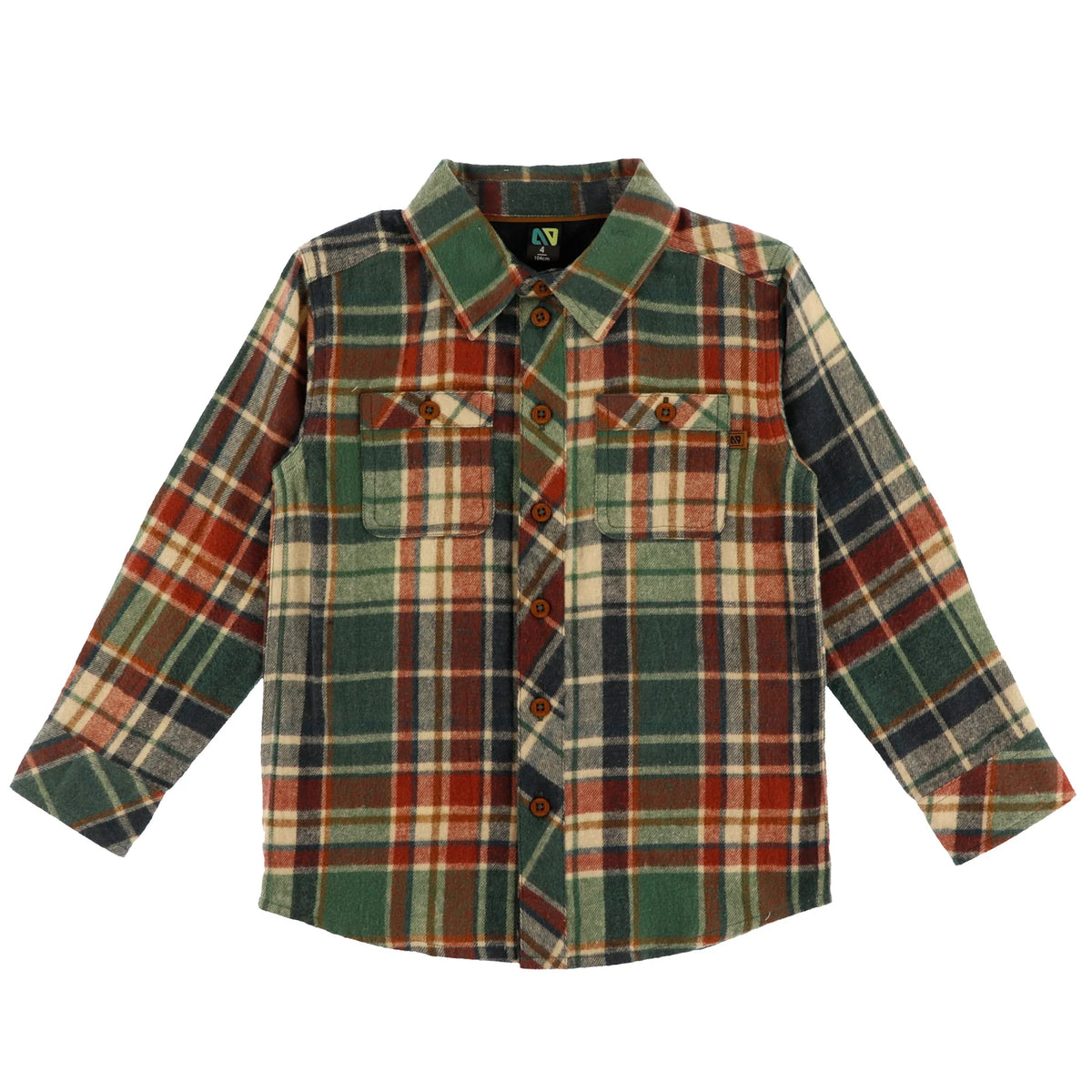 Boys Green Plaid Longsleeve Shirt