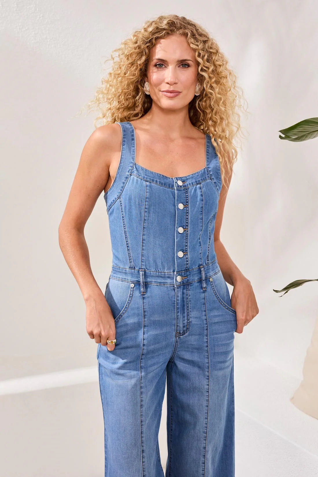 Amalfi Coast Denim-Style Jumpsuit