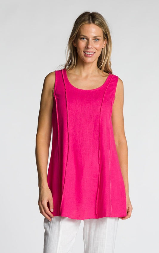 Sleeveless Scoop Neck Tank - Raspberry