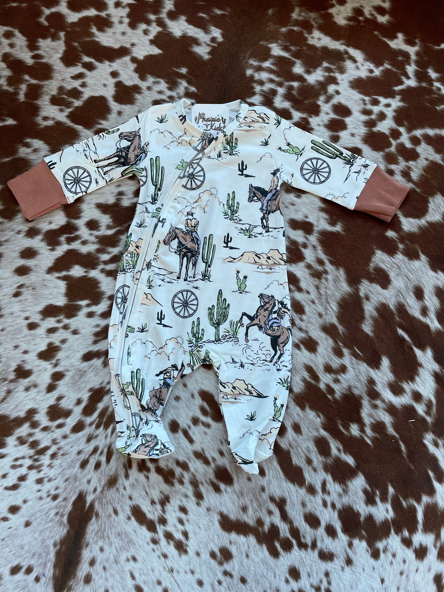 Zipper footed sleepwear for cowgirls and cowboys pajamas