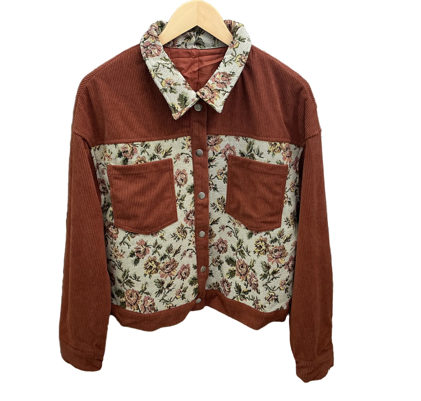 Retro Floral Corduroy Shacket