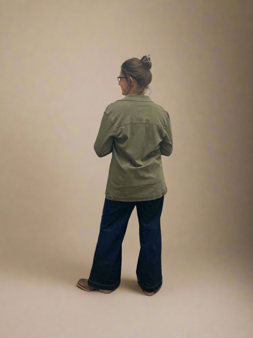 Fitted Denim Maxi Jacket