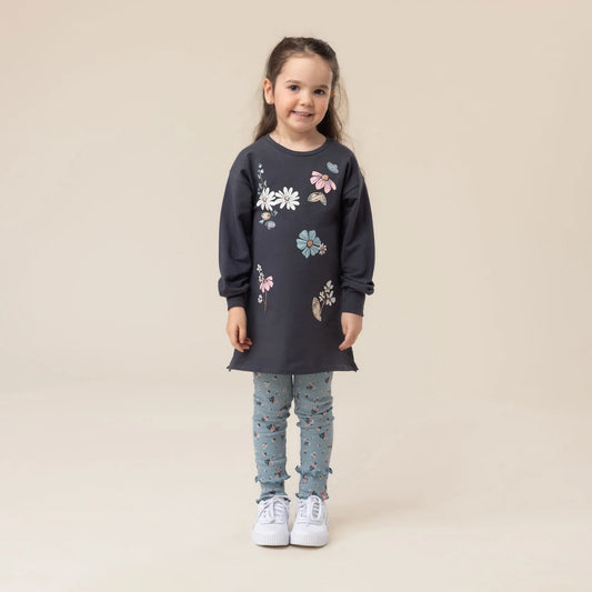 Girls Floral Light Blue Leggings