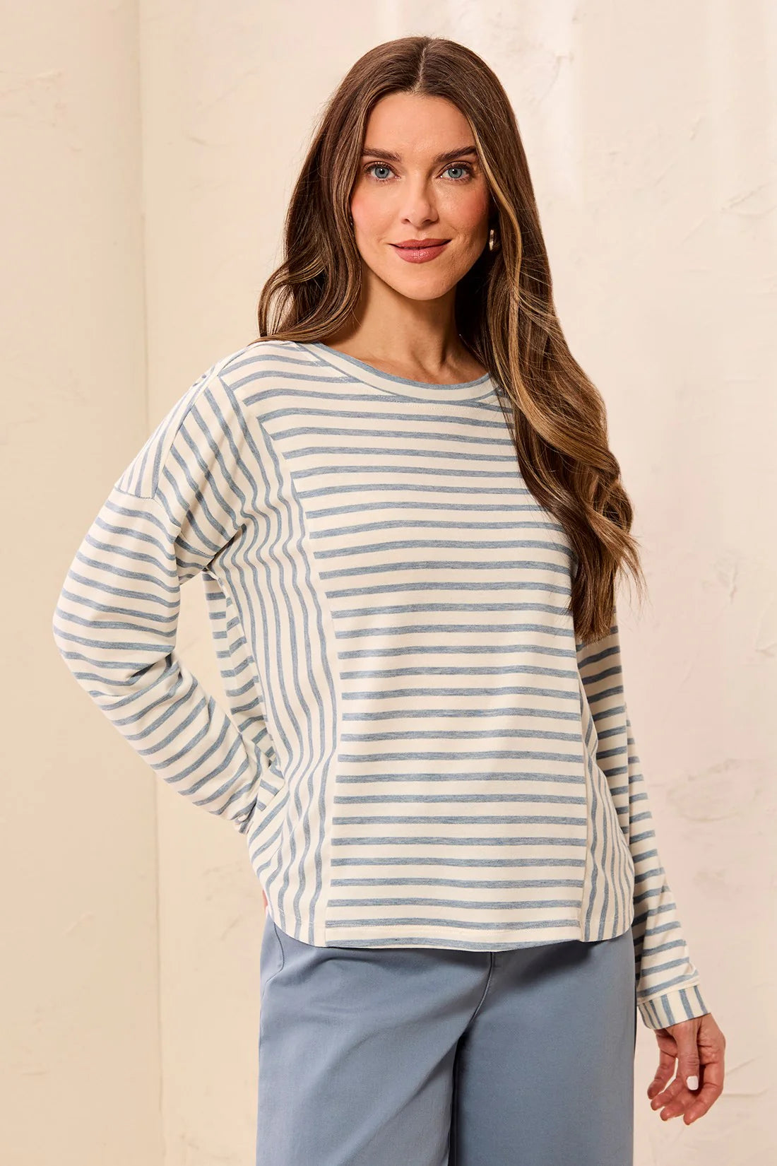 Blue Fog Striped Crewneck
