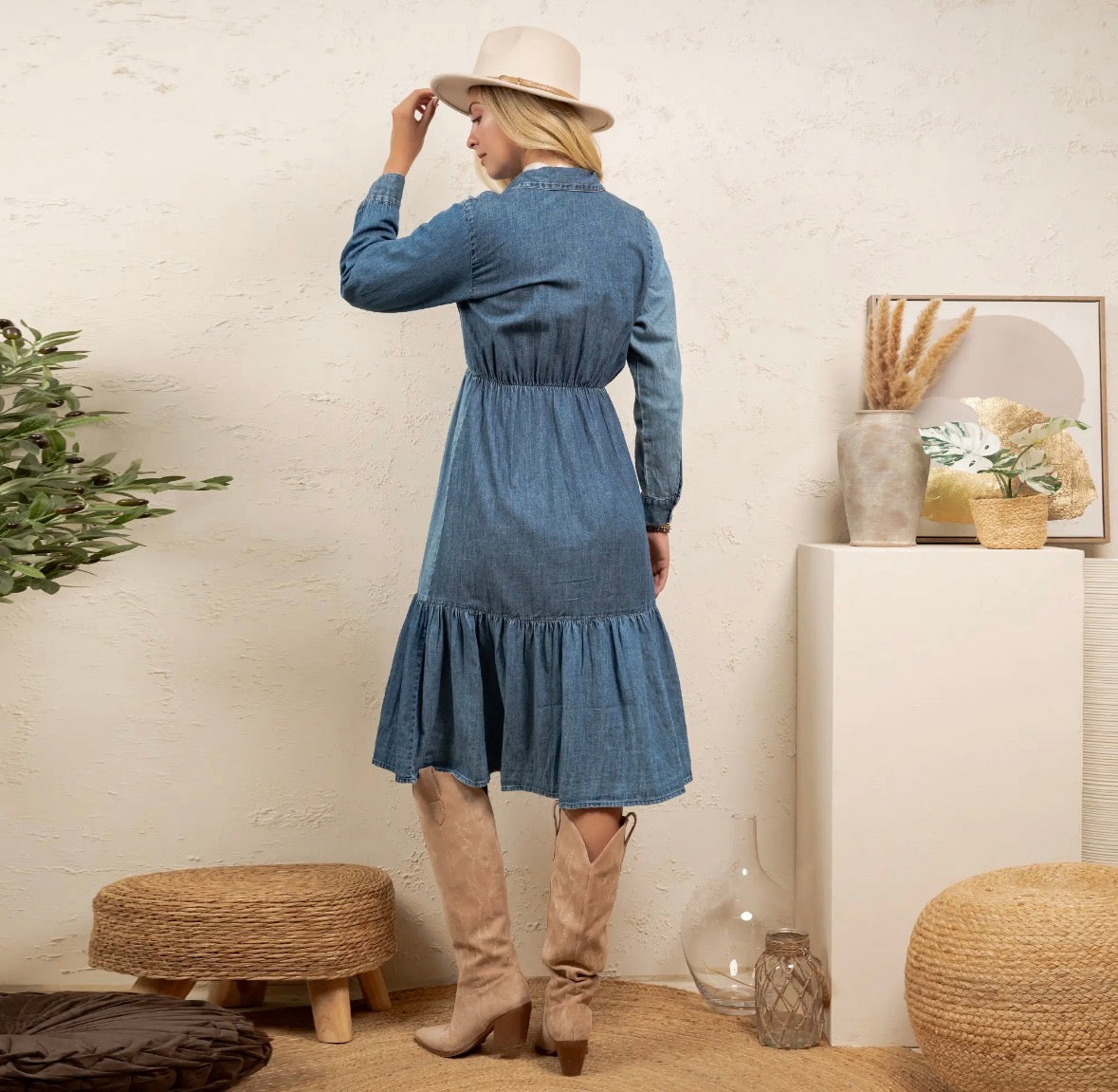 Vintage Bohemian Tiered Midi Dress