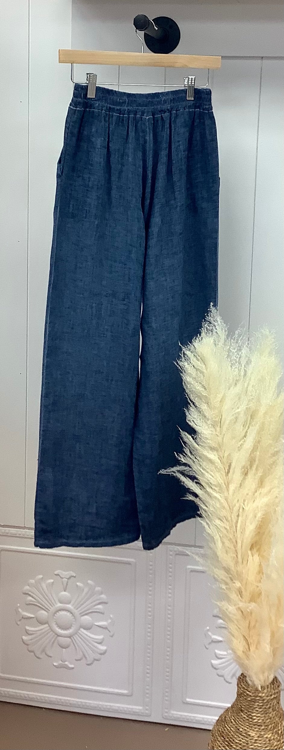 Cold Wash Navy Linen Pants