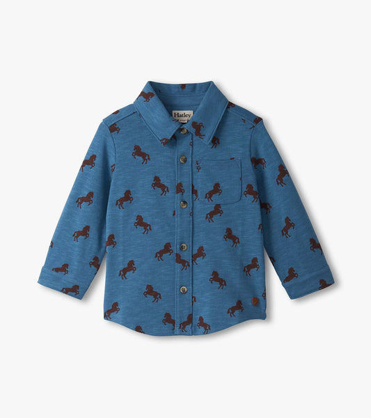 Button down horse jersey shirt
