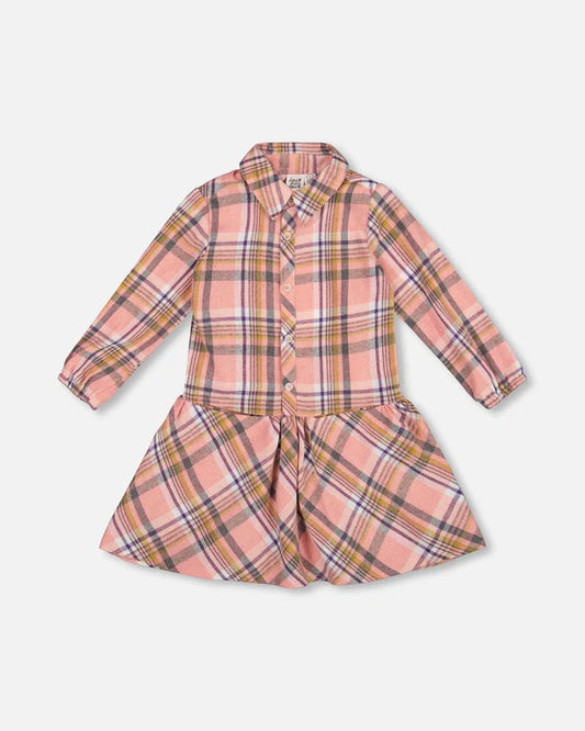 Long Sleeve Plaid Shirt Dress