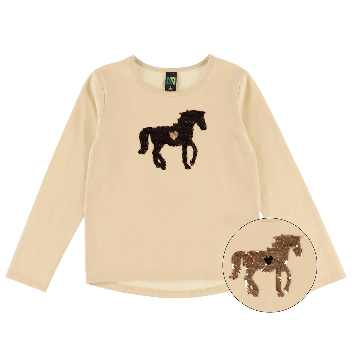 Girls Ivory Long Sleeve w/ Reversible Sequins