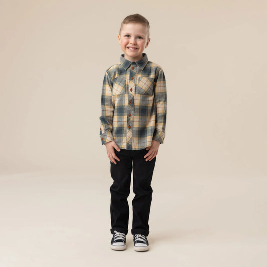 Boys Flannel Forest Green Shirt