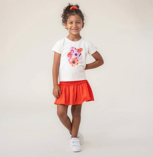 Girls Floral Beige Tee