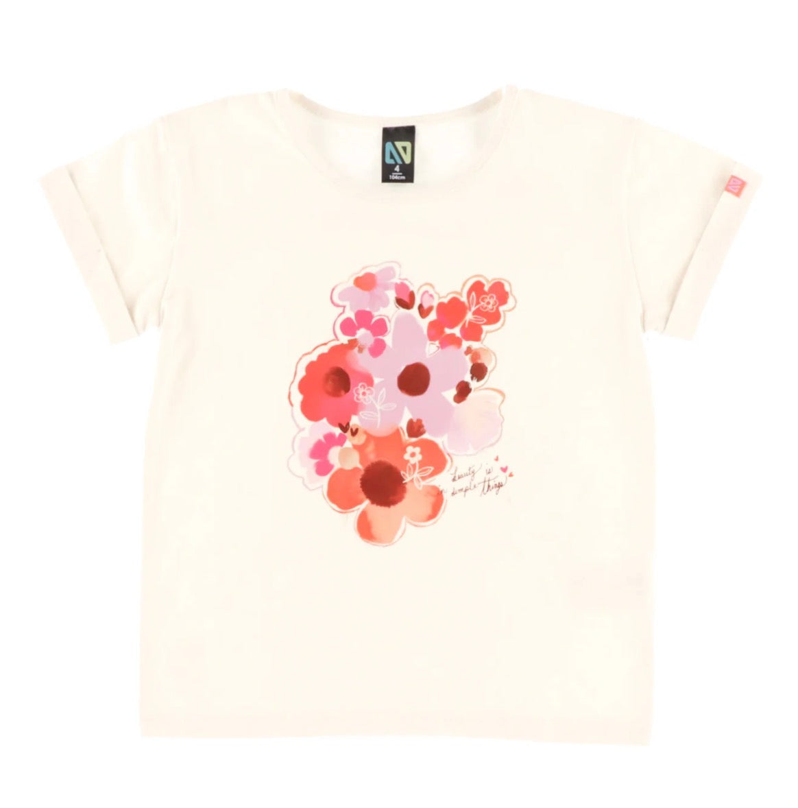 Girls Floral Beige Tee