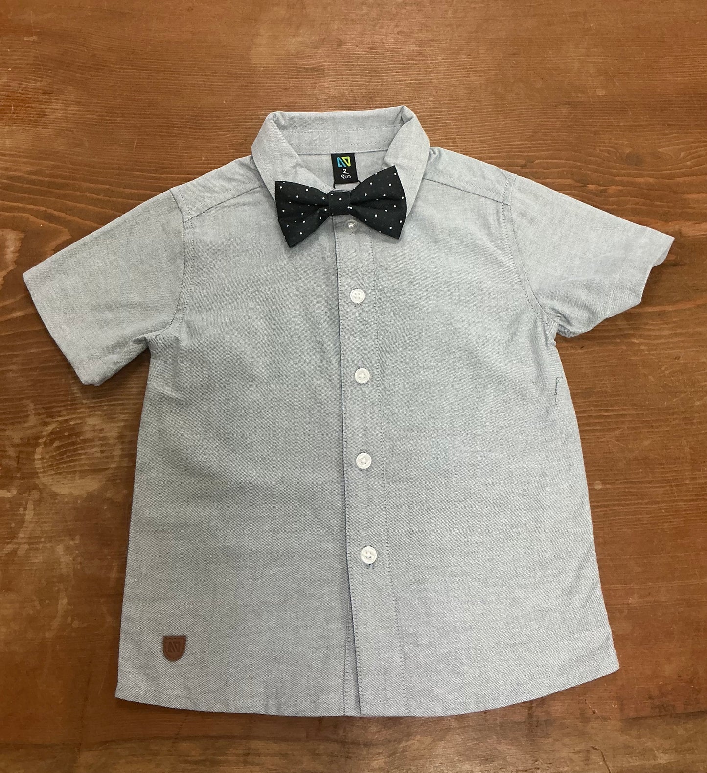 Button Up Tee With Polka Dot Bow