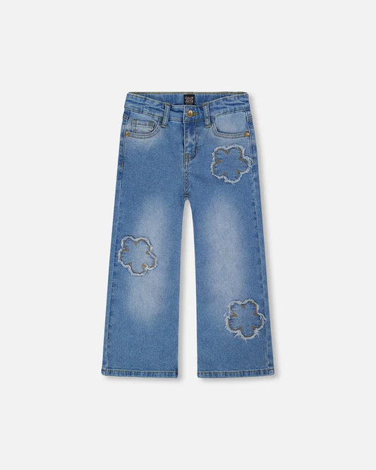 Floral Appliqué Denim Jeans