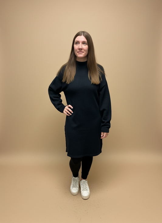 Mock Neck Knit Sweater Dress