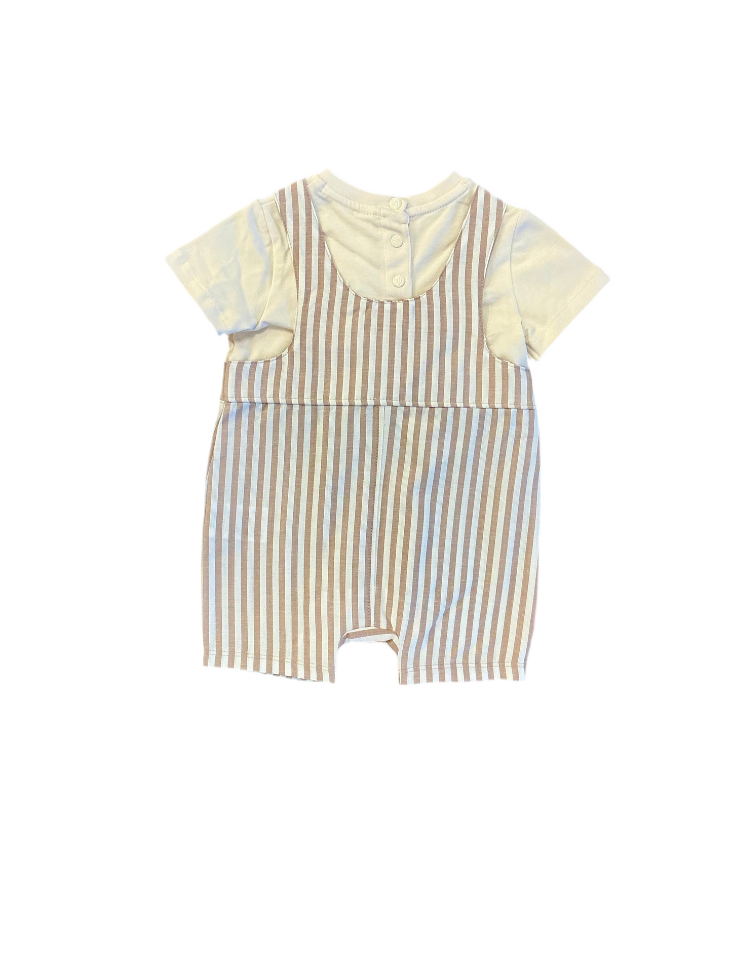 Tan Stripe Romper Set
