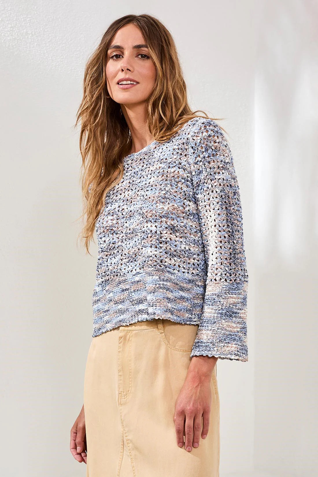 Open Stitch Crewneck Sweater
