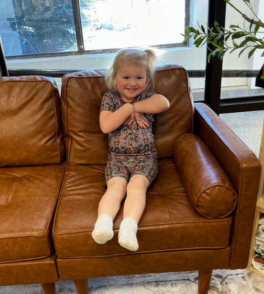 Floral Horseshoe Bamboo Short Two Piece Set