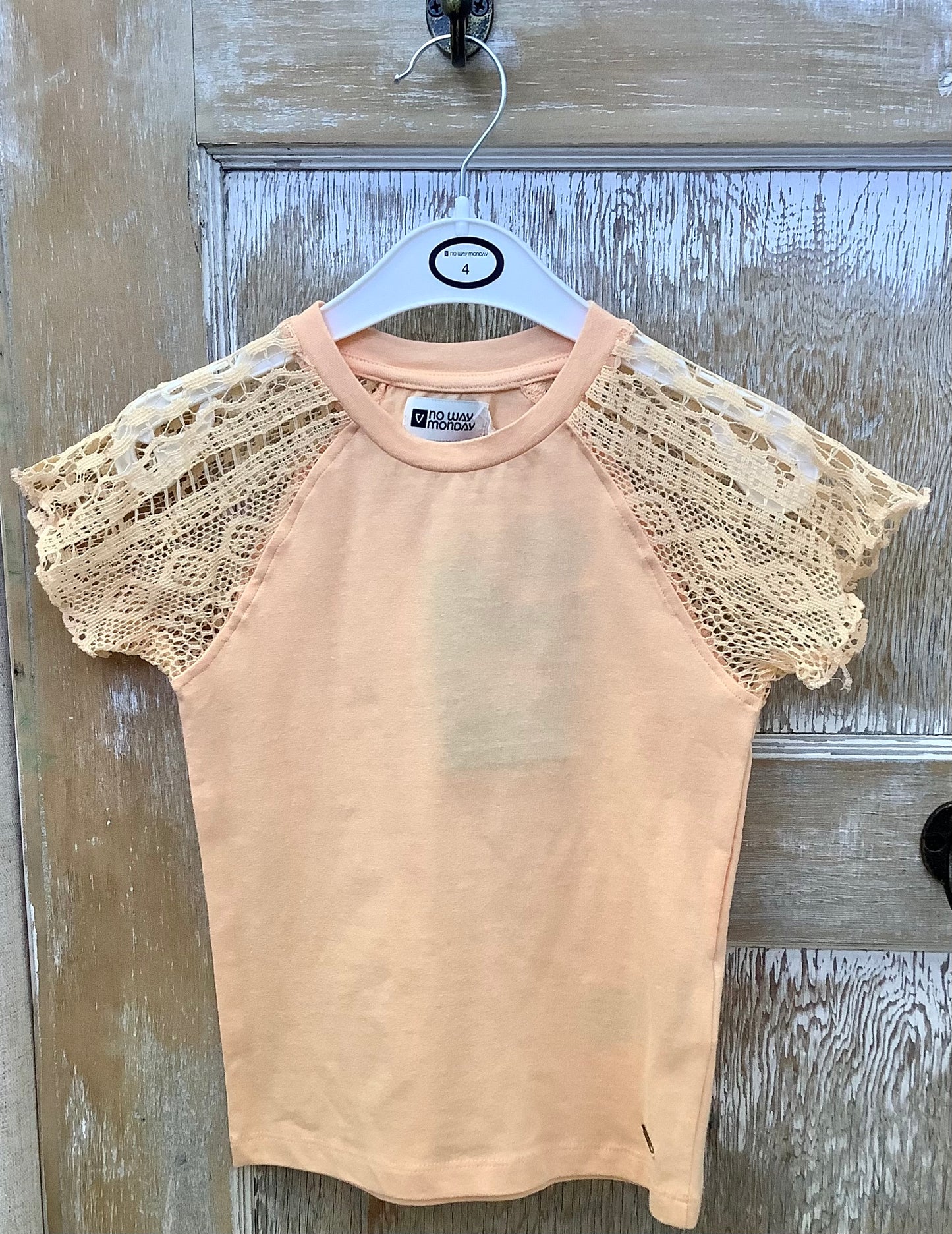 Orange Shirt with Lace Sleeve
