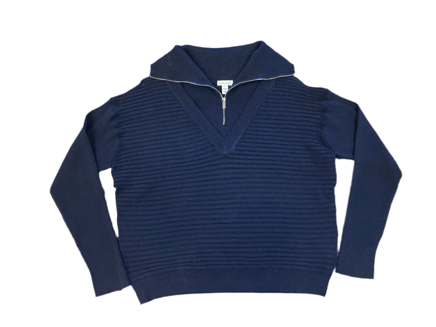 Navy Collared V-Neck Sweater