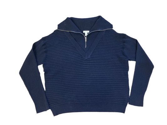 Navy Collared V-Neck Sweater