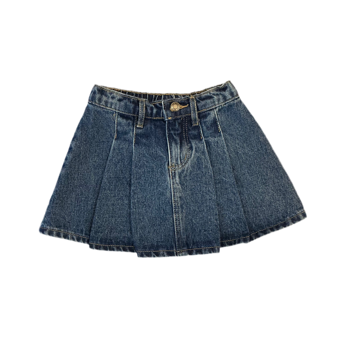 Pleated Denim Skirt
