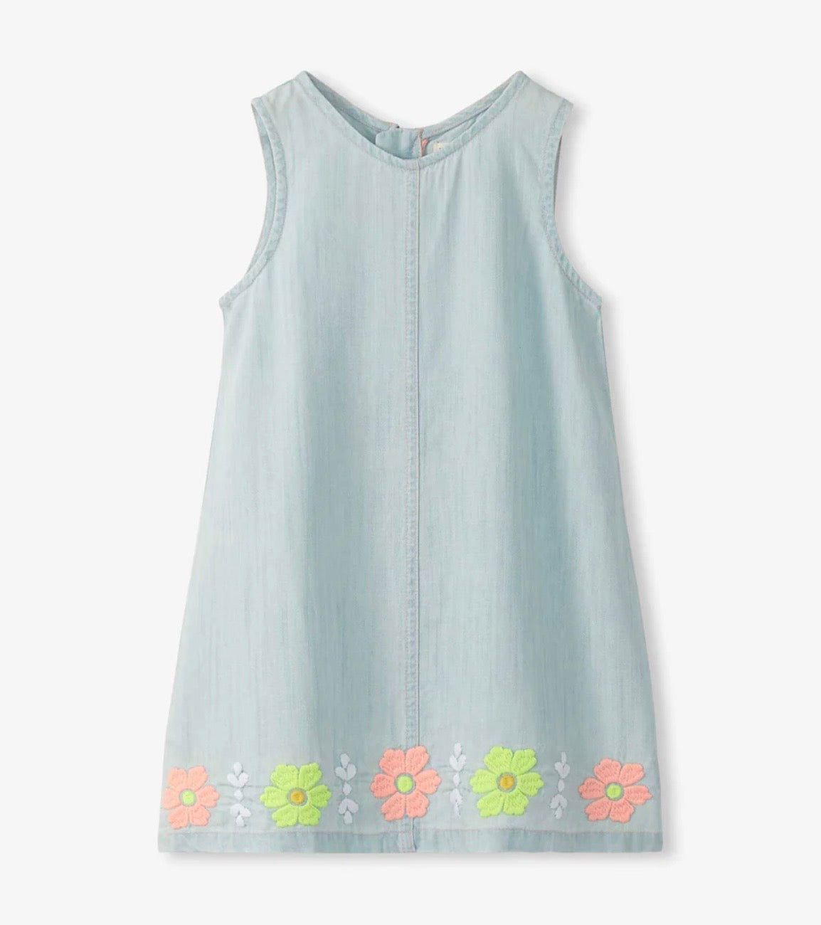 Girls Tencel Embroidered Pinafore Dress
