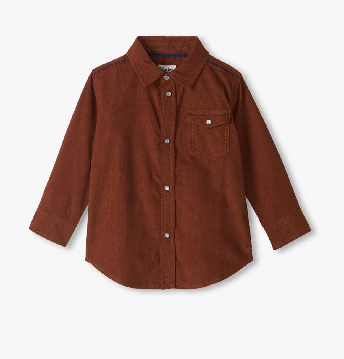 Boys Brown Corduroy Button Down Shirt