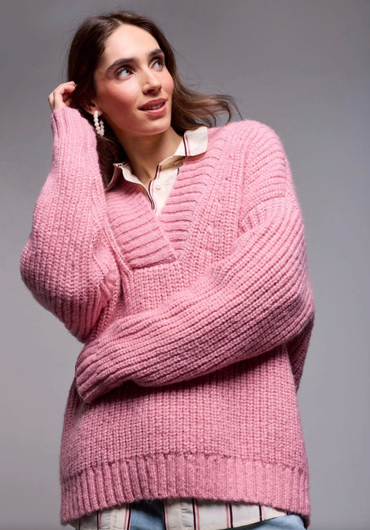 Oversized V Neck Knit Sweater