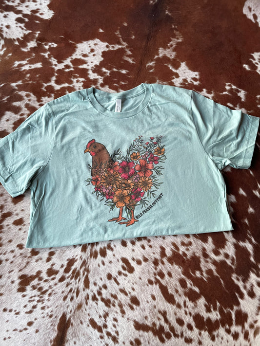 Western Floral Chickens Adult tee