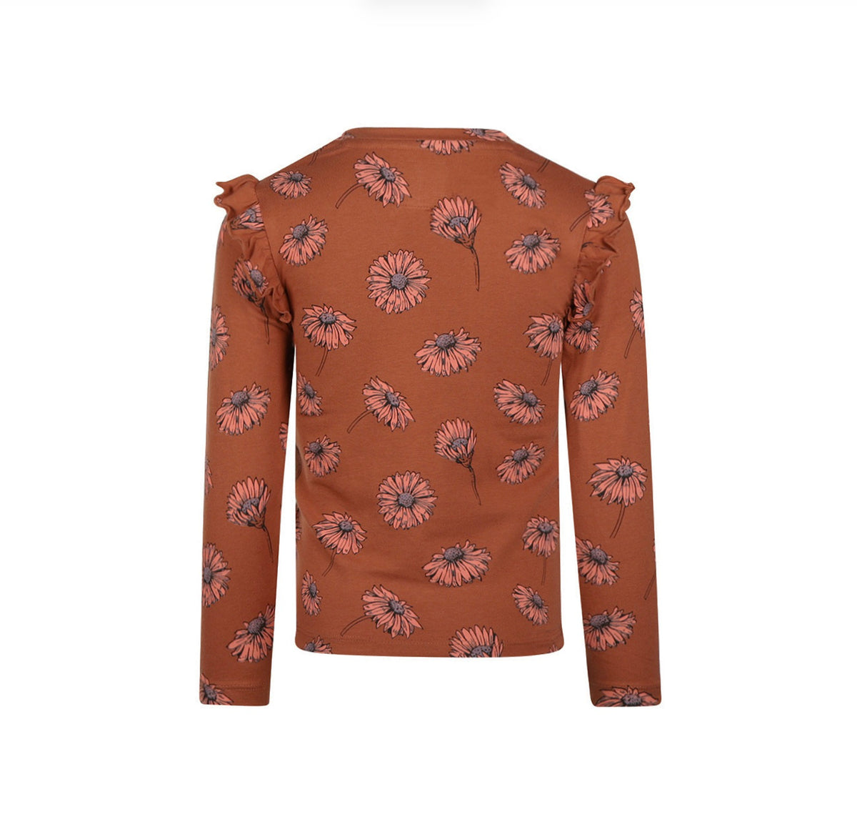 Girls Auburn Sunflower Ruffled Longsleeve