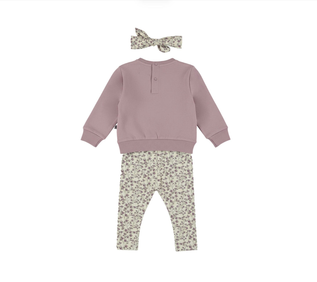 Purple Floral Outfit Set With Headband