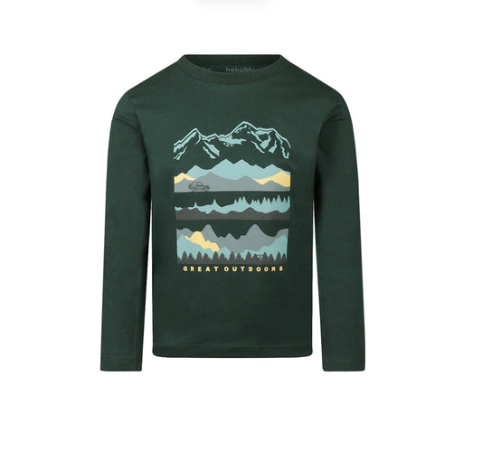 Boys Forest Green Mountain Range Longsleeve