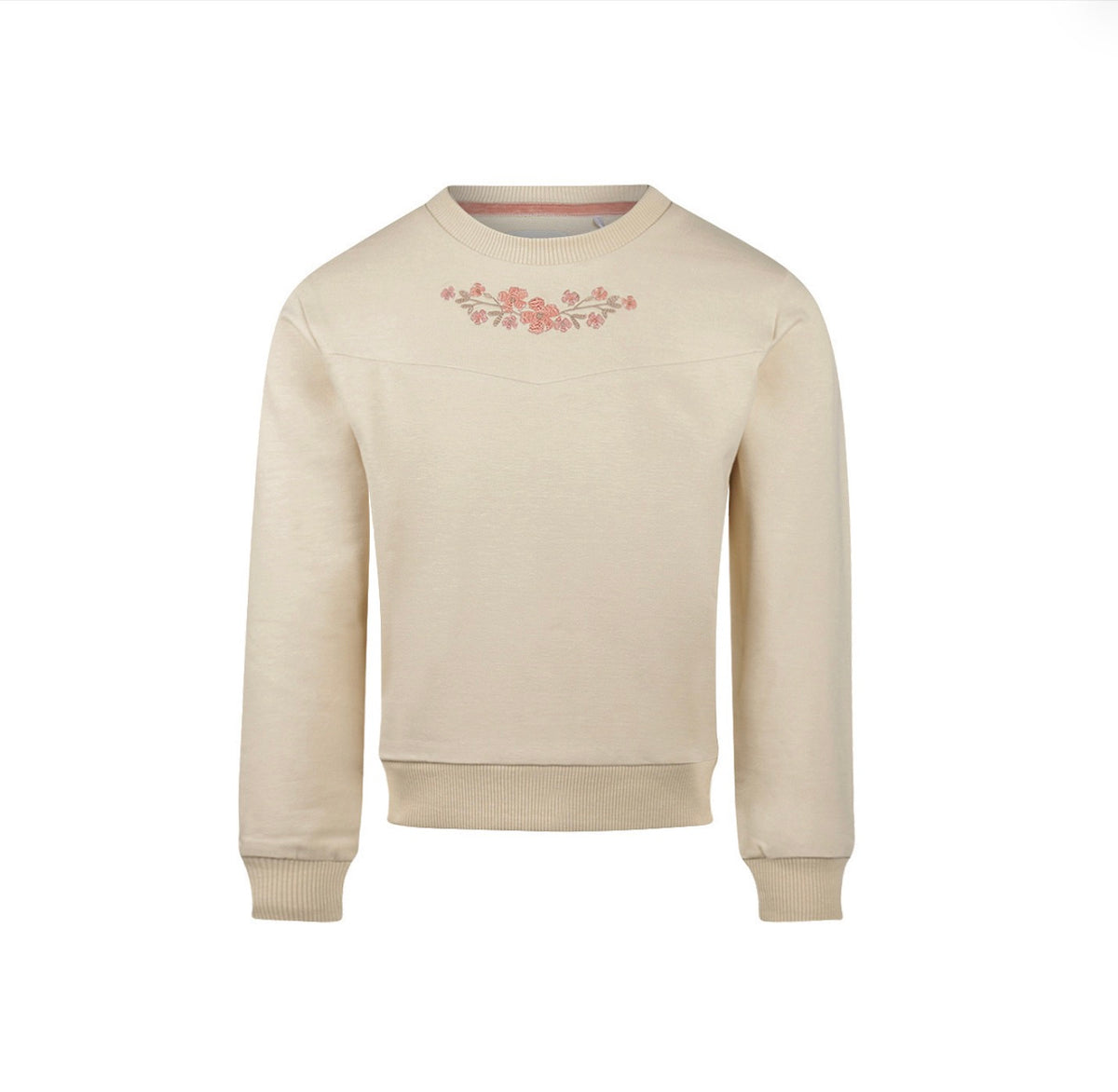 Girls Beige Flower Vine Sweater