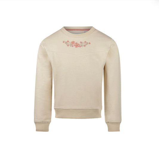 Girls Beige Flower Vine Sweater