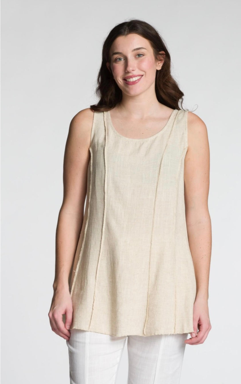 Sleeveless Scoop Neck Tank - Natural Melange