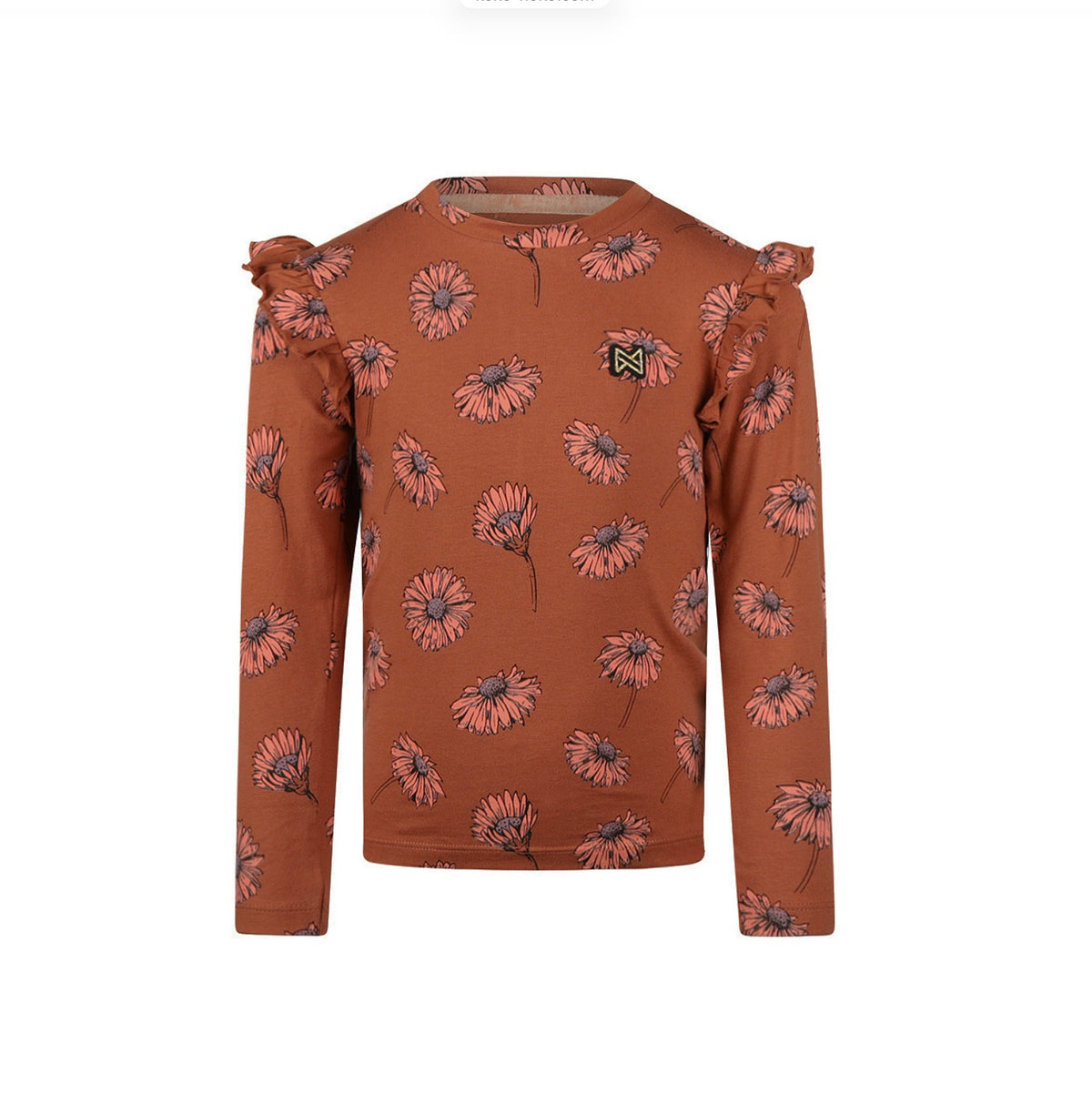Girls Auburn Sunflower Ruffled Longsleeve