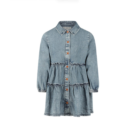 Girls Ruffle Denim Dress