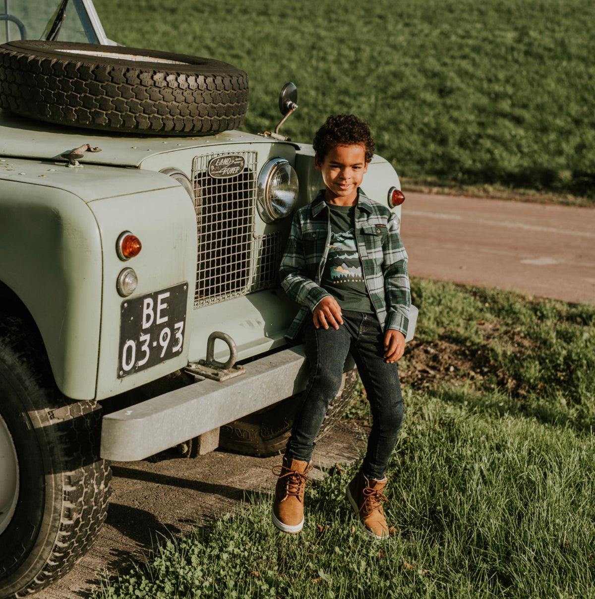 Boys Forest Green Mountain Range Longsleeve
