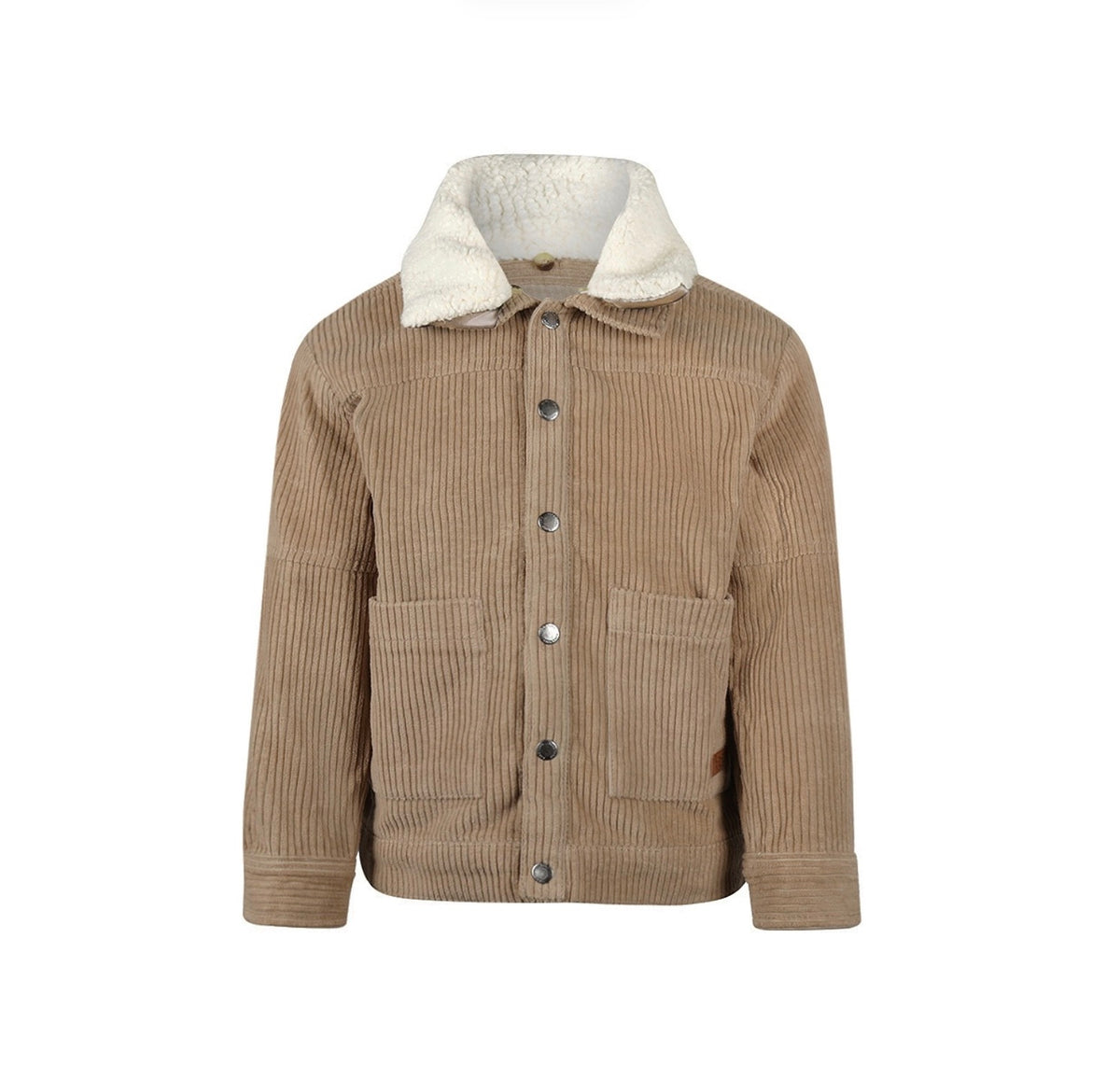 Boys Soft Ribbed Shacket With Teddy Collar