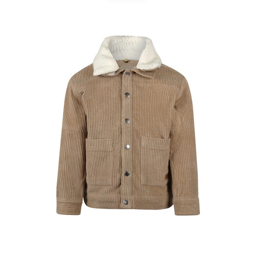 Boys Soft Ribbed Shacket With Teddy Collar