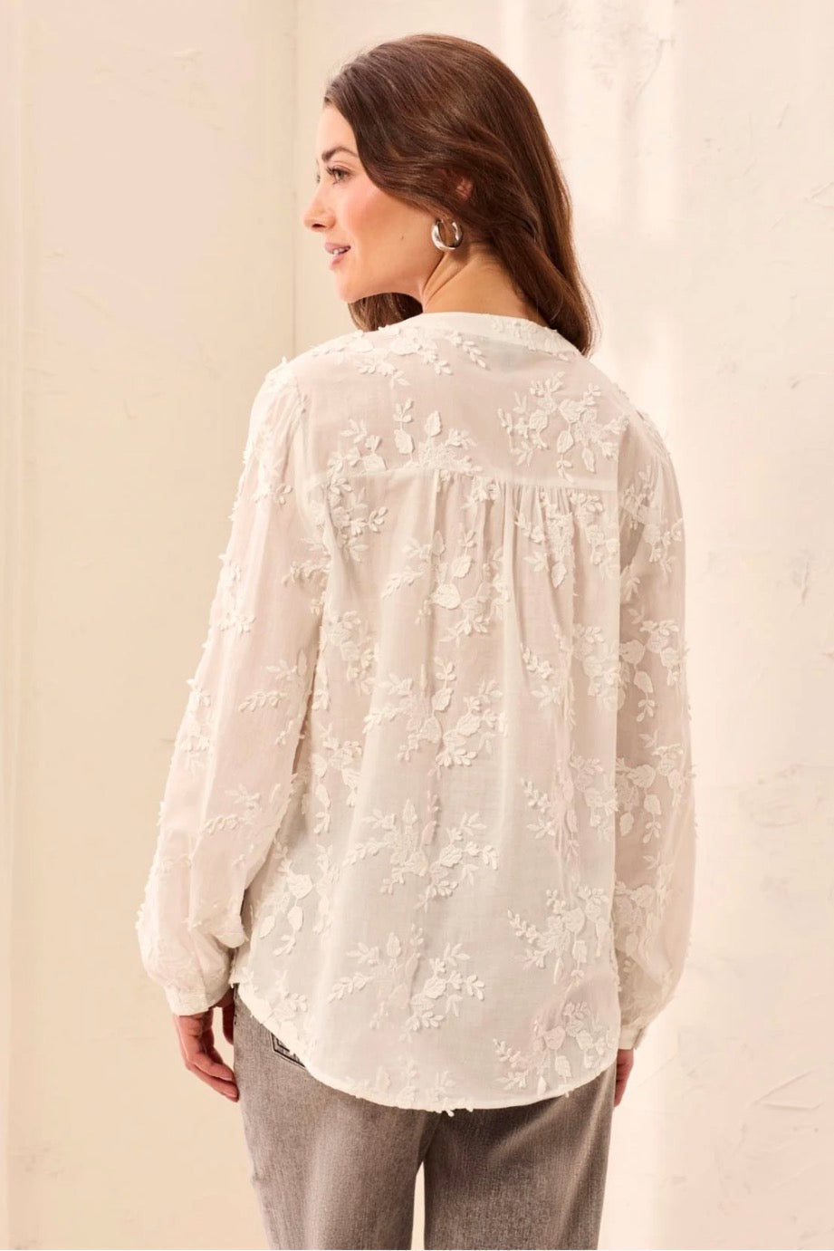 Floral Appliqué Long Sleeve Blouse