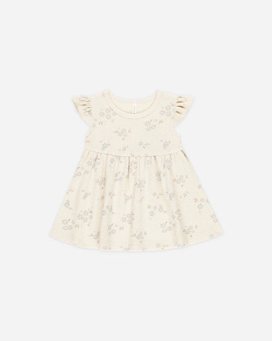 Flutter sleeve dress - blue ditsy