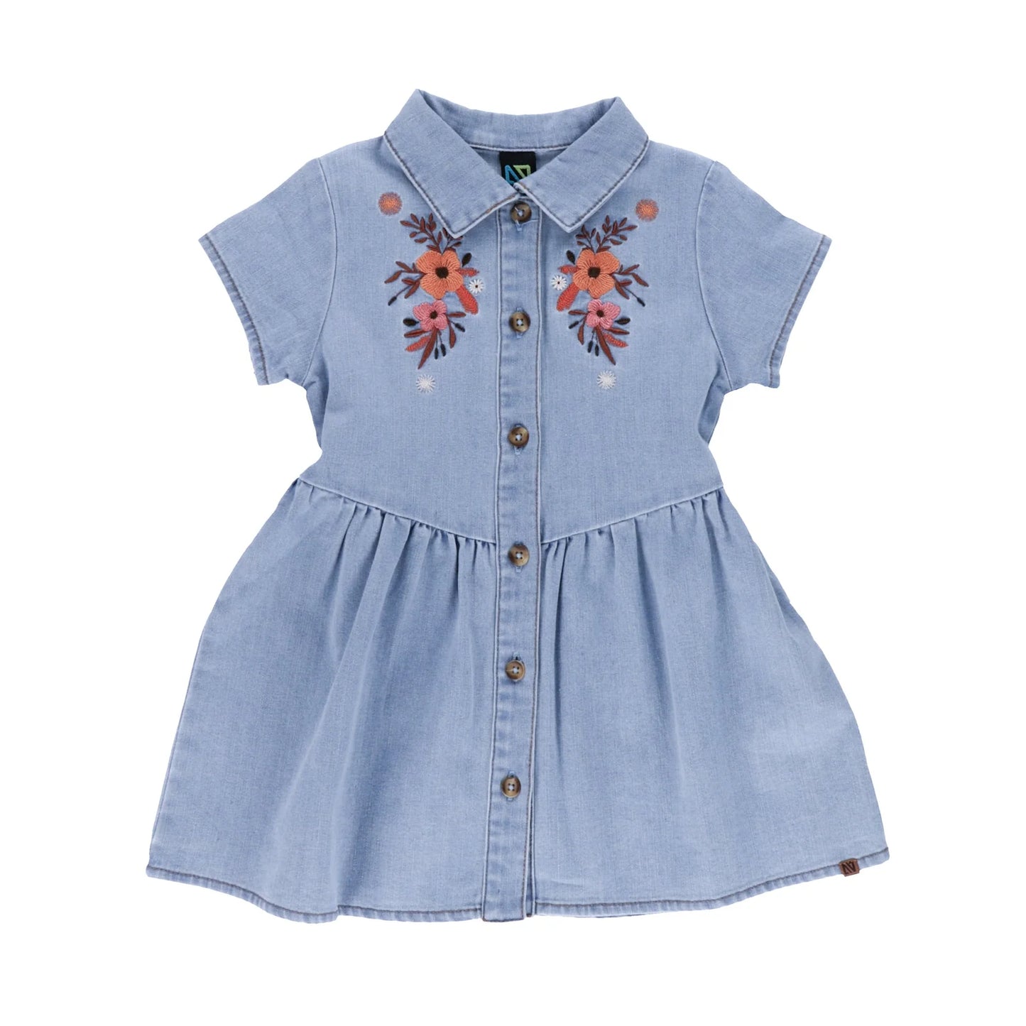 Girls Floral Denim Dress