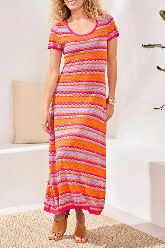 Tribal Short Sleeve Scoop Neck Sweater Dress