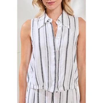 Hidden Placket Top w/ Elastic Waist