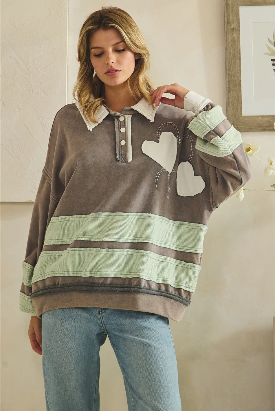 Oil & Hali Heart Stripe Rugby Shirt