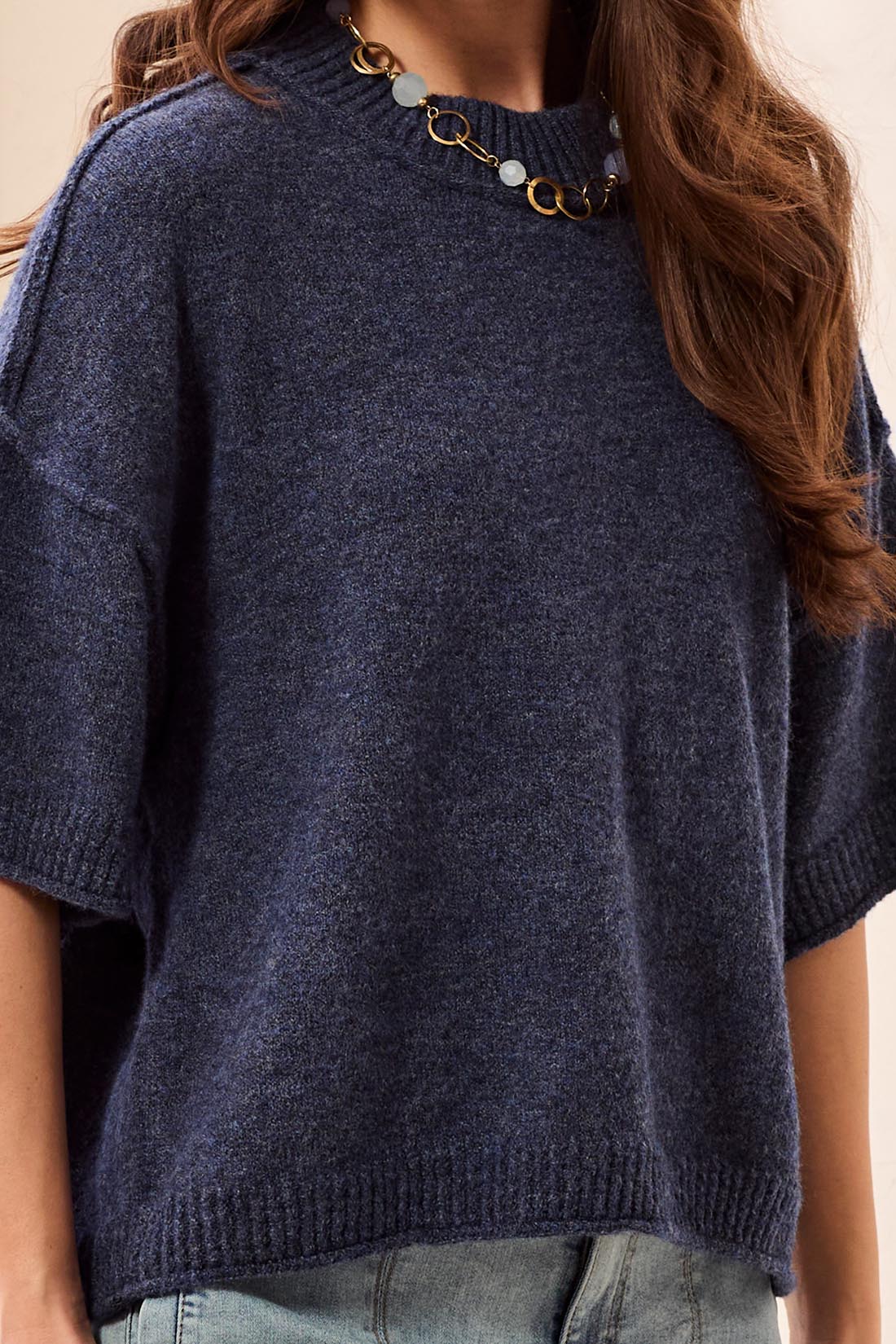 Lofty Elbow Sleeve Crew Neck Sweater